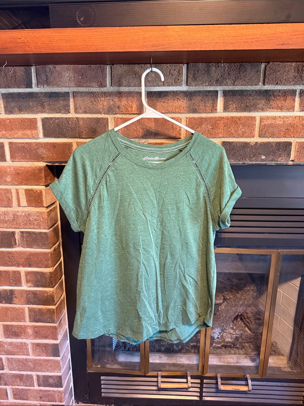 Eddie Bauer Heathered Forest Green Short Sleeve Crewneck Tee